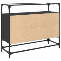 vidaXL Sideboard mit Glasplatte Schwarz 98x35x81 cm Holzwerkstoff