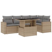 vidaXL 6-tlg. Garten-Sofagarnitur mit Kissen Beige Poly...