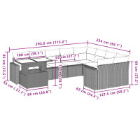 vidaXL 10-tlg. Garten-Sofagarnitur mit Kissen Beige Poly Rattan