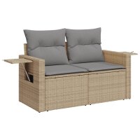 vidaXL 5-tlg. Garten-Sofagarnitur mit Kissen Beige Poly Rattan