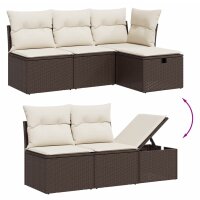 vidaXL 7-tlg. Garten-Sofagarnitur mit Kissen Braun Poly Rattan