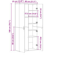 vidaXL Highboard Betongrau 80x35x180 cm Holzwerkstoff