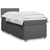 vidaXL Boxspringbett mit Matratze Dunkelgrau 90x190 cm Stoff