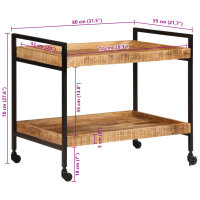 vidaXL K&uuml;chenwagen 80x55x70 cm Raues Massivholz Mango