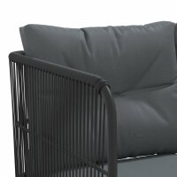 vidaXL Gartensofa in L-Form mit Kissen Schwarz Stahl und Textilene