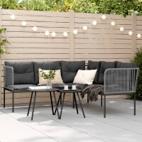 vidaXL Gartensofa in L-Form mit Kissen Schwarz Stahl und Textilene