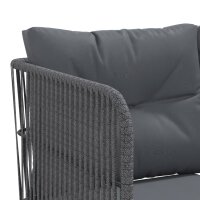 vidaXL Gartensofa in L-Form mit Kissen Schwarz Stahl und Textilene