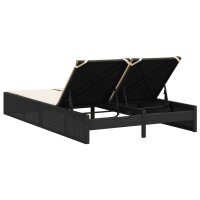 vidaXL Doppel-Sonnenliege mit Kissen Schwarz Poly Rattan