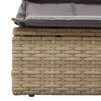 vidaXL Doppel-Sonnenliege mit Dach und Auflagen Beige Poly Rattan