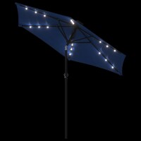 vidaXL Sonnenschirm mit LED und Stahlmast Azurblau 225x225x212 cm