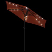 vidaXL Sonnenschirm mit LED und Stahlmast Terracotta 225x225x212 cm