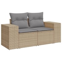 vidaXL 5-tlg. Garten-Sofagarnitur mit Kissen Beige Poly Rattan