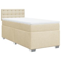 vidaXL Boxspringbett mit Matratze Creme 100x200 cm Stoff