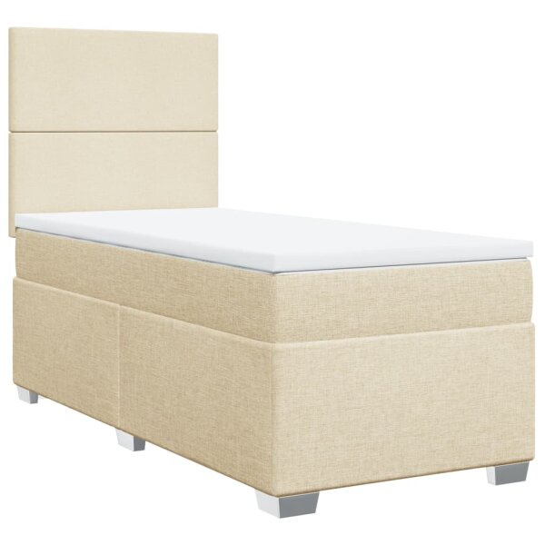 vidaXL Boxspringbett mit Matratze Creme 100x200 cm Stoff