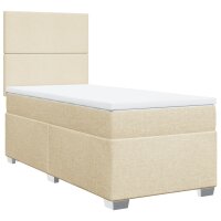 vidaXL Boxspringbett mit Matratze Creme 100x200 cm Stoff