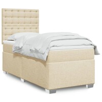 vidaXL Boxspringbett mit Matratze Creme 100x200 cm Stoff