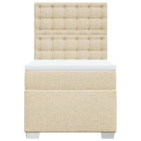 vidaXL Boxspringbett mit Matratze Creme 100x200 cm Stoff