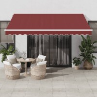 vidaXL Markise Manuell mit LED Weinrot 400x300 cm