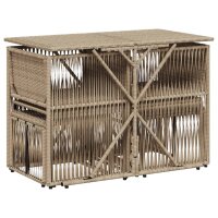 vidaXL 7-tlg. Garten-Essgruppe mit Kissen Beige Poly Rattan