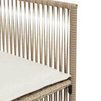 vidaXL 7-tlg. Garten-Essgruppe mit Kissen Beige Poly Rattan