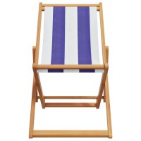 vidaXL Strandst&uuml;hle 2 Stk. Klappbar Blau Wei&szlig; Stoff und Massivholz