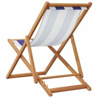 vidaXL Strandst&uuml;hle 2 Stk. Klappbar Blau Wei&szlig; Stoff und Massivholz