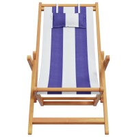 vidaXL Strandst&uuml;hle 2 Stk. Klappbar Blau Wei&szlig; Stoff und Massivholz