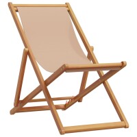 vidaXL Strandst&uuml;hle 2 Stk. Klappbar Taupe Stoff und Massivholz