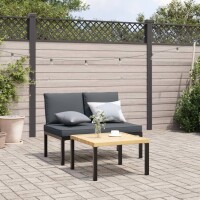 vidaXL Gartenbank mit Kissen Schwarz Aluminium