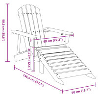 vidaXL Adirondack-Stuhl mit Fu&szlig;st&uuml;tze Blau Massivholz Tanne