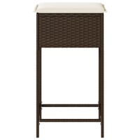 vidaXL Garten-Barhocker mit Kissen 2 Stk. Braun Poly Rattan