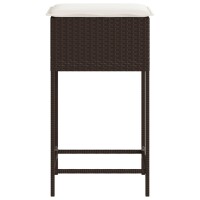 vidaXL Garten-Barhocker mit Kissen 2 Stk. Braun Poly Rattan