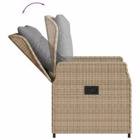 vidaXL 7-tlg. Garten-Essgruppe mit Kissen Beige Poly Rattan