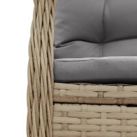 vidaXL 7-tlg. Garten-Essgruppe mit Kissen Beige Poly Rattan