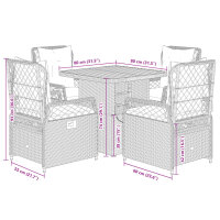 vidaXL 5-tlg. Garten-Essgruppe mit Kissen Beige Poly Rattan