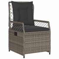 vidaXL 9-tlg. Garten-Essgruppe mit Kissen Grau Poly Rattan