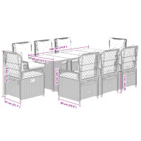 vidaXL 9-tlg. Garten-Essgruppe mit Kissen Grau Poly Rattan