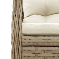 vidaXL 7-tlg. Garten-Essgruppe mit Kissen Beige Poly Rattan