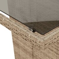 vidaXL 7-tlg. Garten-Essgruppe mit Kissen Beige Poly Rattan