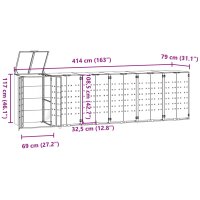 vidaXL M&uuml;lltonnenbox f&uuml;r 6 Tonnen Grau 414x79x117 cm Stahl