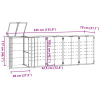 vidaXL M&uuml;lltonnenbox f&uuml;r 5 Tonnen Anthrazit 345x79x117 cm Stahl