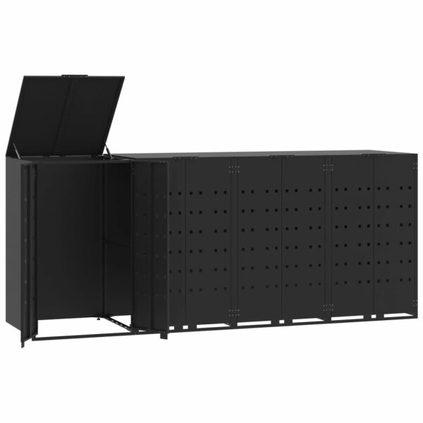 vidaXL M&uuml;lltonnenbox f&uuml;r 4 Tonnen Schwarz 276x79x117 cm Stahl