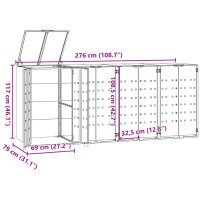 vidaXL M&uuml;lltonnenbox f&uuml;r 4 Tonnen Schwarz 276x79x117 cm Stahl