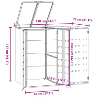 vidaXL M&uuml;lltonnenbox f&uuml;r 2 Tonnen Grau 138x79x117 cm Stahl