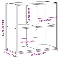 vidaXL B&uuml;cherregal Braun Eichen-Optik 68,5x32x68,5 cm Holzwerkstoff