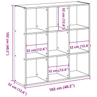 vidaXL B&uuml;cherregal Betongrau 102x32x102 cm Holzwerkstoff