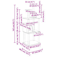 vidaXL Kratzbaum mit Sisal-Kratzs&auml;ulen Creme 167 cm