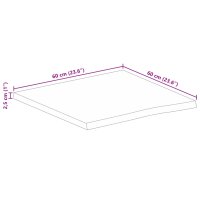 vidaXL Tischplatte 60x60x2,5 cm Baumkante Massivholz Raues Mangoholz