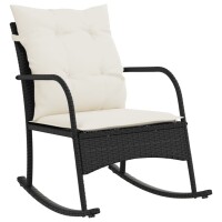 vidaXL Garten-Schaukelstuhl mit Kissen Schwarz Poly Rattan