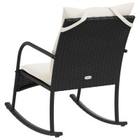 vidaXL Garten-Schaukelstuhl mit Kissen Schwarz Poly Rattan